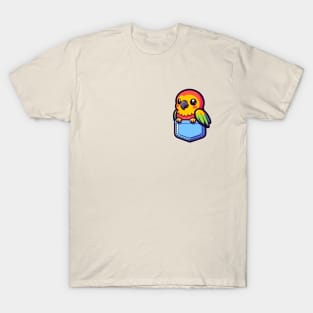 Cute Parrot in Pocket Kawaii Peeking Bird Lover T-Shirt